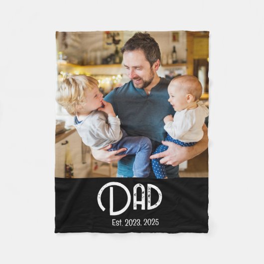 Dad Established Foto Black Grunge Schrift Fleecedecke (Vorderseite)