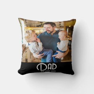 Dad Established Foto Black Grunge Schrift Kissen