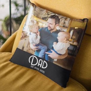 Dad Established Foto Black Grunge Schrift Kissen