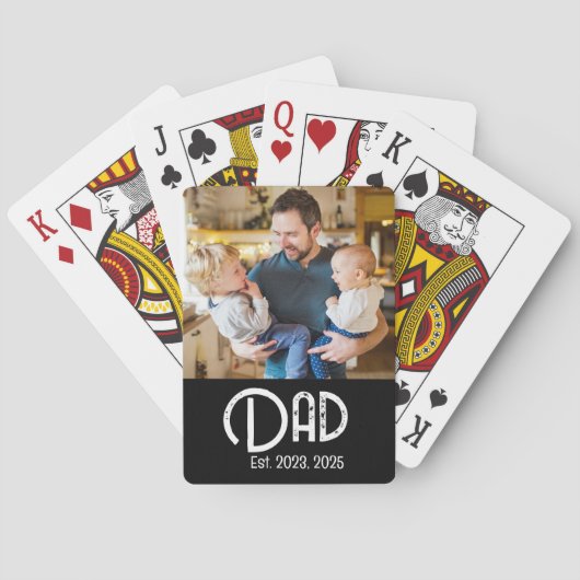 Dad Established Foto Black Grunge Schrift Spielkarten (Rückseite)