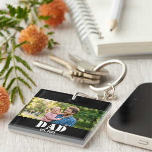Dad Established Foto-Erinnerungsgeschenk Schlüsselanhänger