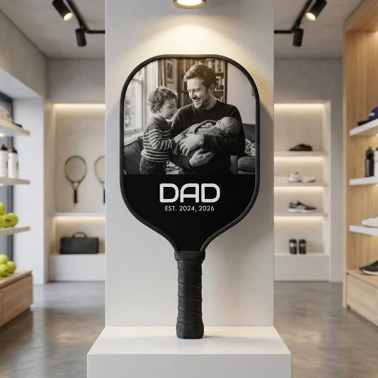 Dad Established Fun Bold Photo Pickleball Schläger