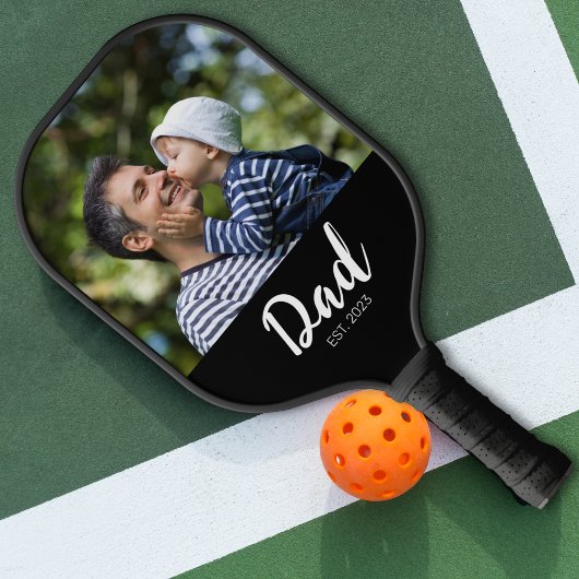 Dad Established Fun Script Photo Pickleball Schläger