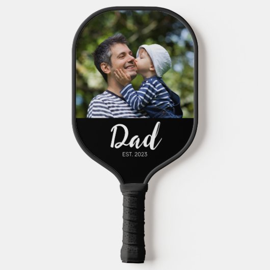Dad Established Fun Script Photo Pickleball Schläger (Rückseite)