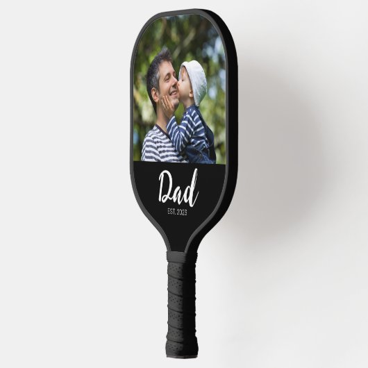 Dad Established Fun Script Photo Pickleball Schläger (Links)