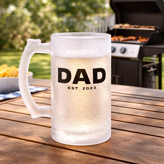 Dad Established Gift for Dad Frosted Glass Beer Mattglas Bierglas