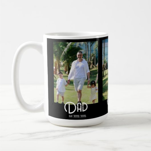 Dad Established Grunge Text Black 3 Photo Kaffeetasse (Links)