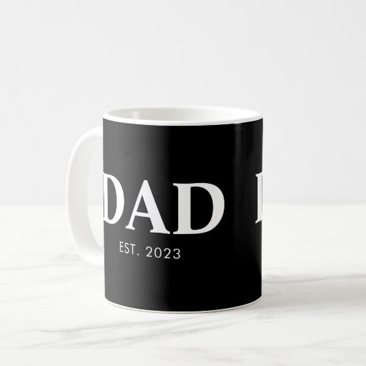 Dad Established Minimal Simple Text Est Year Kaffeetasse (Vorderseite Links)