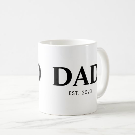 Dad Established Minimal Simple Text Est Year Kaffeetasse (VorderseiteRechts)