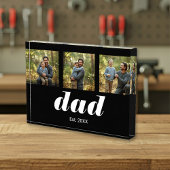 Dad Established Modern 3 Photo Acrylic Block