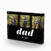 Dad Established Modern 3 Photo Acrylic Block (Rechts)