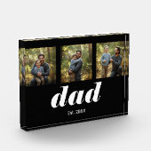 Dad Established Modern 3 Photo Acrylic Block (Links)