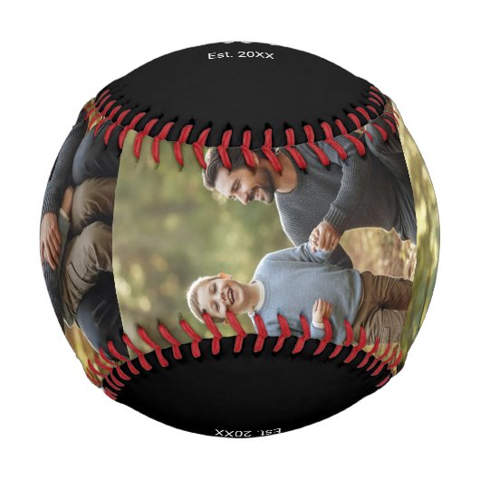 Dad Established Modern 3 Photo Baseball (Vorderseite)