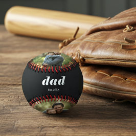 Dad Established Modern 3 Photo Baseball