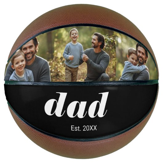 Dad Established Modern 3 Photo Basketball (Vorderseite)