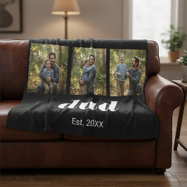 Dad Established Modern 3 Photo Fleecedecke
