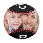 Dad Established Modern Black 3 Photo Collage Baseball (Vorderseite)