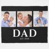 Dad Established Modern Black 3 Photo Fleecedecke (Vorderseite (Horizontal))