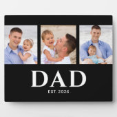 Dad Established Modern Black 3 Photo Fotoplatte (Vorderseite)