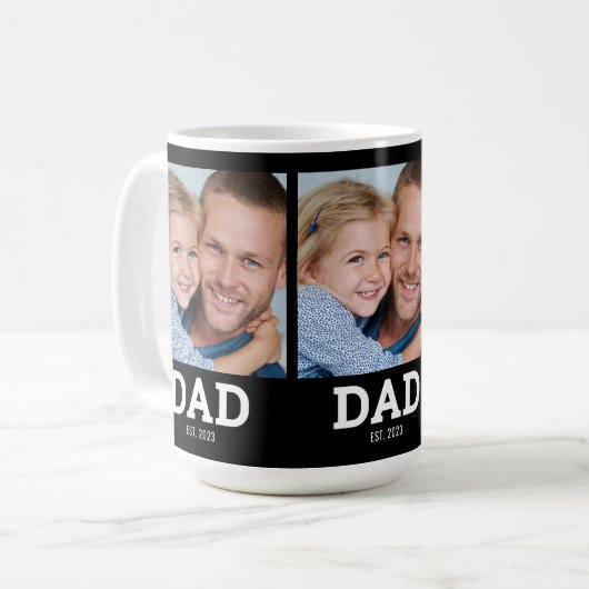 Dad Established Modern Black 3 Photo Kaffeetasse (Vorderseite Links)