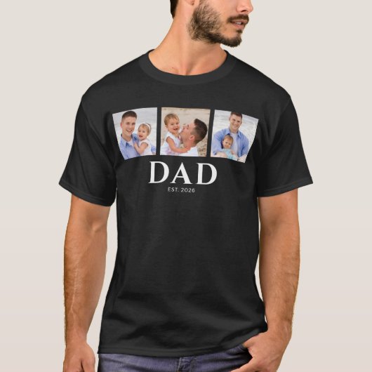 Dad Established Modern Black 3 Photo T-Shirt (Vorderseite)