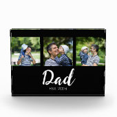 Dad Established Modern Bold Script Black 3 Photo Fotoblock (Vorderseite)
