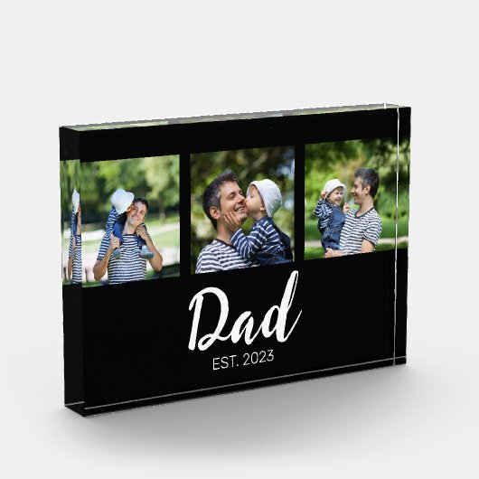 Dad Established Modern Bold Script Black 3 Photo Fotoblock (Links)