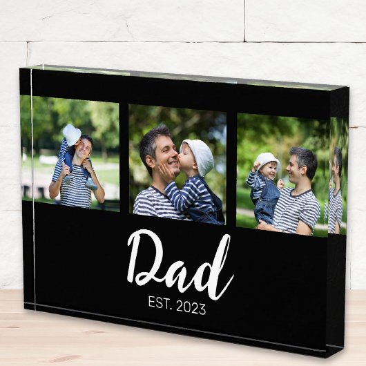 Dad Established Modern Bold Script Black 3 Photo Fotoblock
