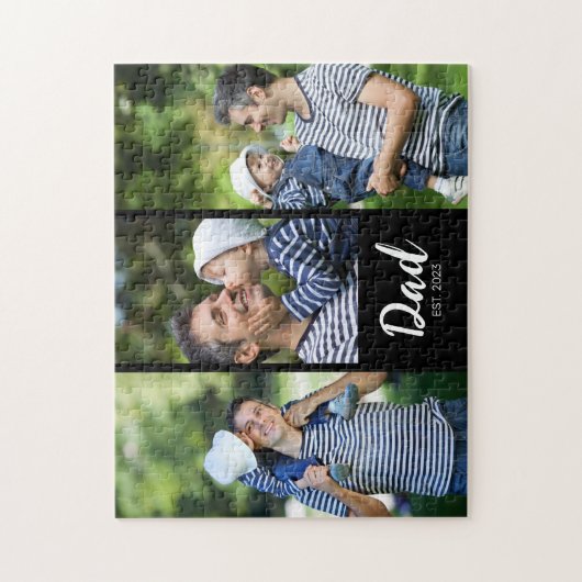 Dad Established Modern Script 3 Photo Jigsaw Puzzle (Vertikal)