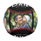 Dad Established Modern Script Black 3 Photo Baseball (Vorderseite)