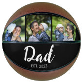 Dad Established Modern Script Black 3 Photo Basketball (Vorderseite)