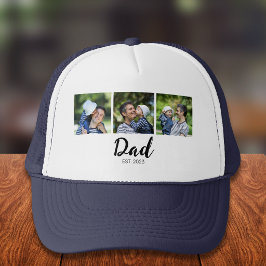 Dad Established Modern Script Black 3 Photo Truckerkappe