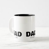 Dad Established New Dad Gift Zweifarbige Tasse (Vorderseite Links)