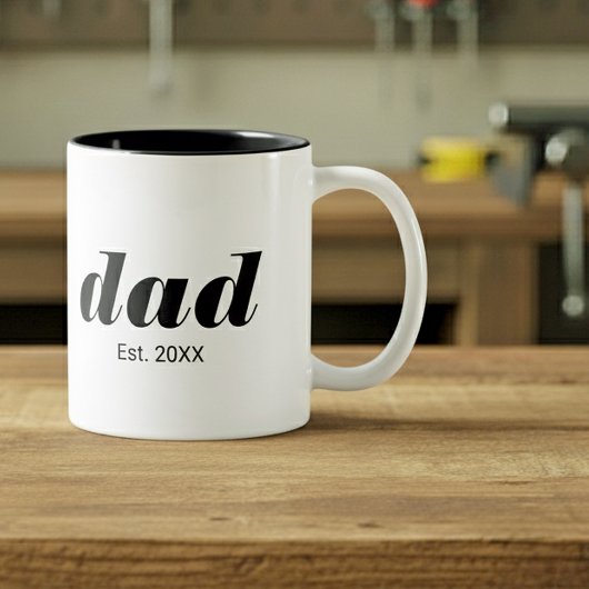 Dad Established New Dad Gift Zweifarbige Tasse