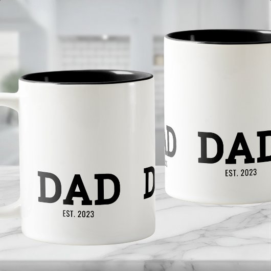 Dad Established New Dad Gift Zweifarbige Tasse