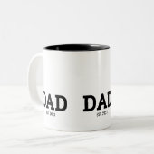 Dad Established New Dad Gift Zweifarbige Tasse (Vorderseite Links)
