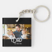 Dad Established Photo Black White Grunge Schlüsselanhänger (Rückseite)