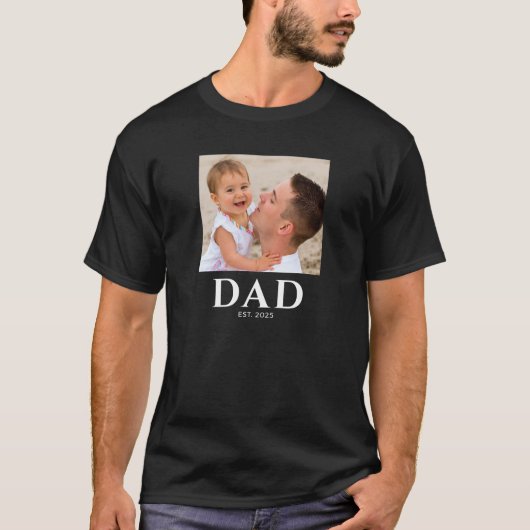 Dad Established Photo Father’s Day Black T-Shirt (Vorderseite)