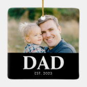 Dad Established Photo Fathers Christmas Keramikornament (Rückseite)