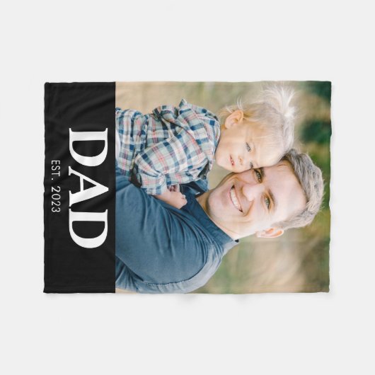 Dad Established Photo Fathers Day Fleecedecke (Vorderseite (Horizontal))