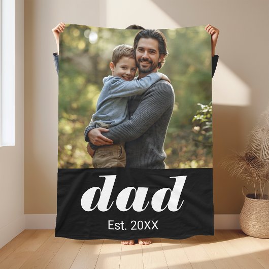 Dad Established Photo Father's Day Fleecedecke