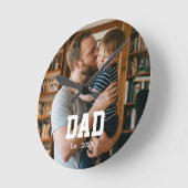 Dad Established Photo Father's Day Gift Runde Wanduhr (Winkel)