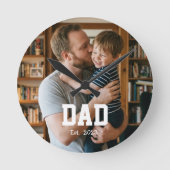 Dad Established Photo Father's Day Gift Runde Wanduhr (Vorderseite)