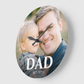 Dad Established Photo Fathers Day Große Wanduhr (Winkel)