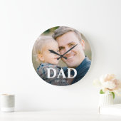 Dad Established Photo Fathers Day Große Wanduhr (Zuhause)