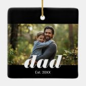 Dad Established Photo Father's Day Keramikornament (Rückseite)