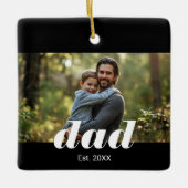 Dad Established Photo Father's Day Keramikornament (Vorderseite)