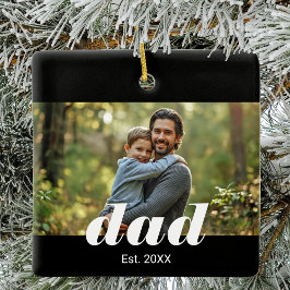 Dad Established Photo Father's Day Keramikornament