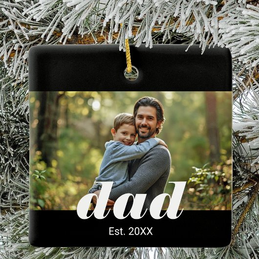 Dad Established Photo Father's Day Keramikornament