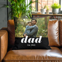 Dad Established Photo Father's Day Kissen